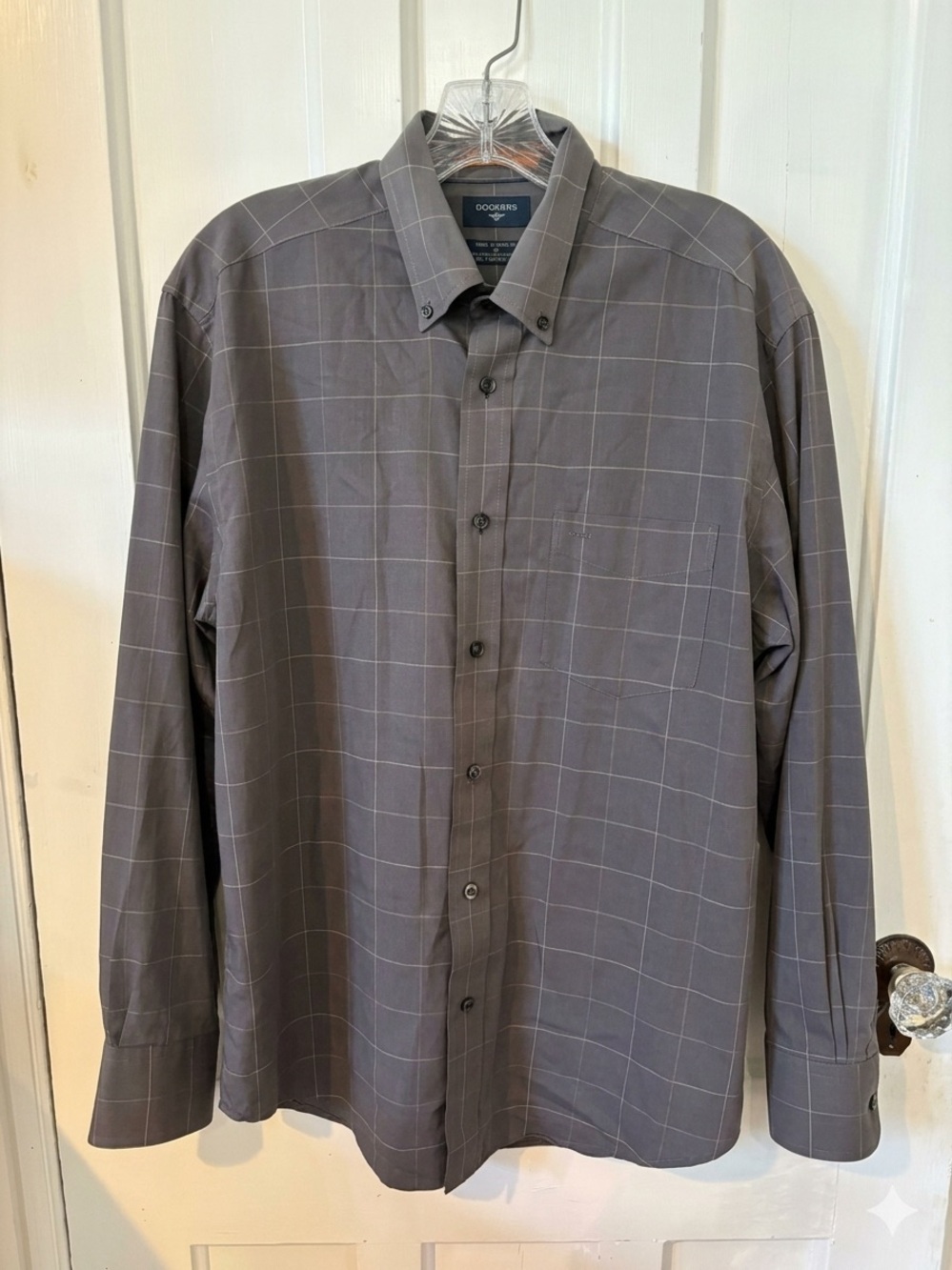 Dockers Charcoal Windowpane Button-Down Dress Shirt